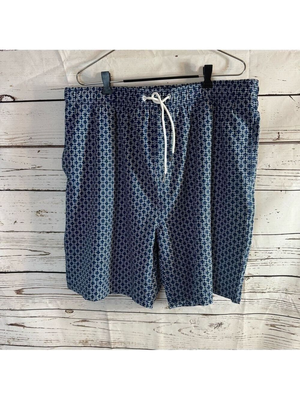 QRANSS Swim Trunks with Inner Shorts XL Blue/White